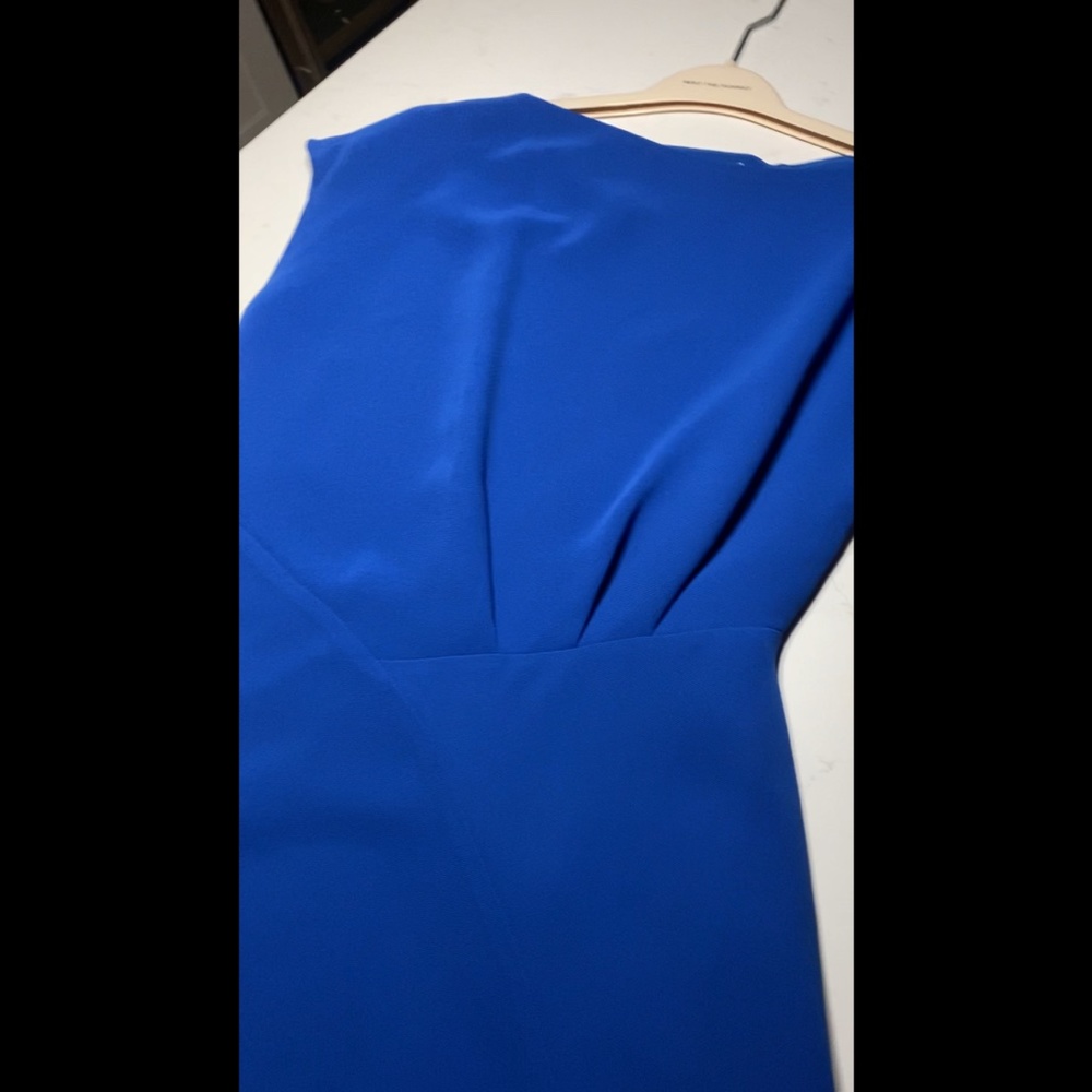 Reiss Asymmetrical Royal Blue Cap Sleeved Midi Dress